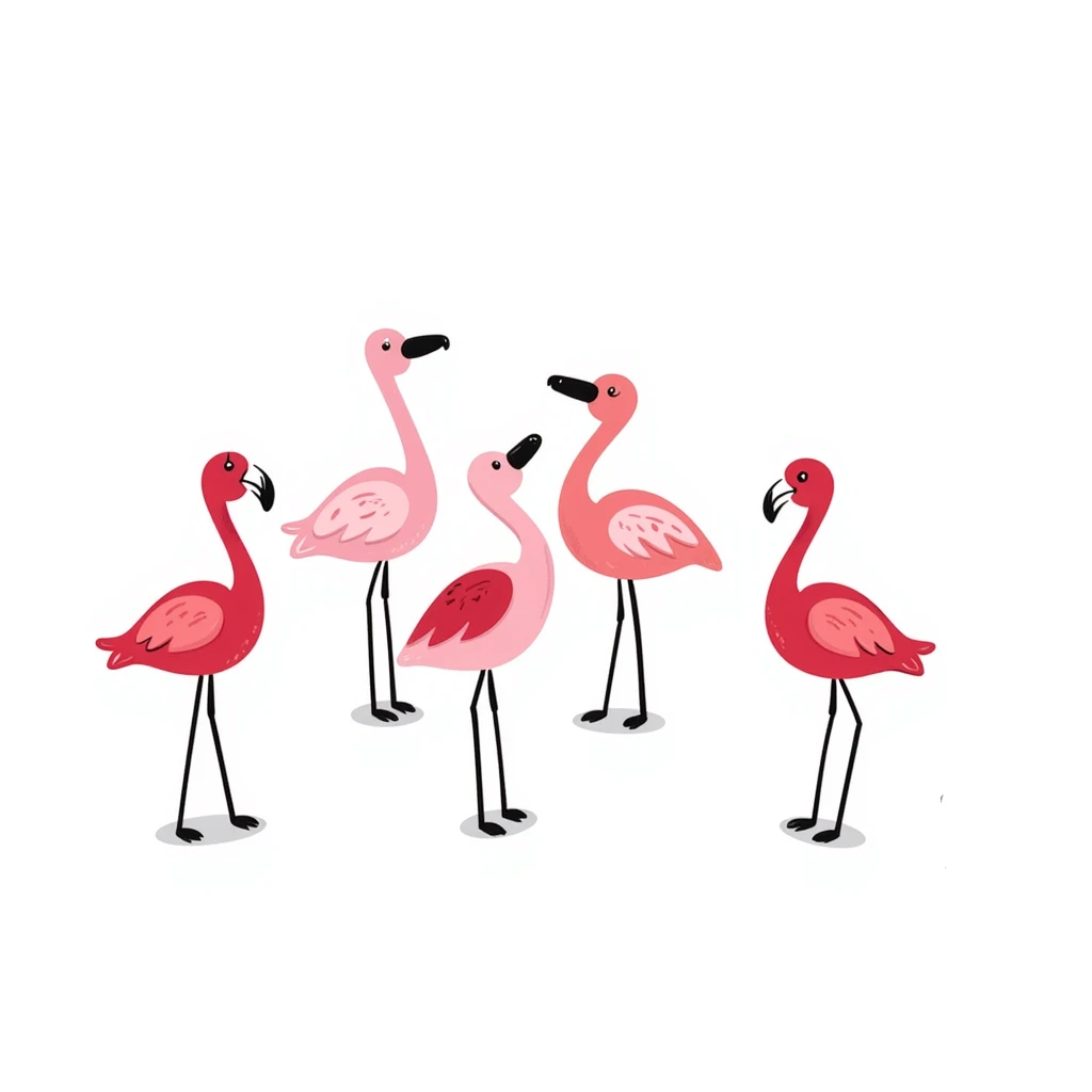 group of cute flamingos standing together emoji