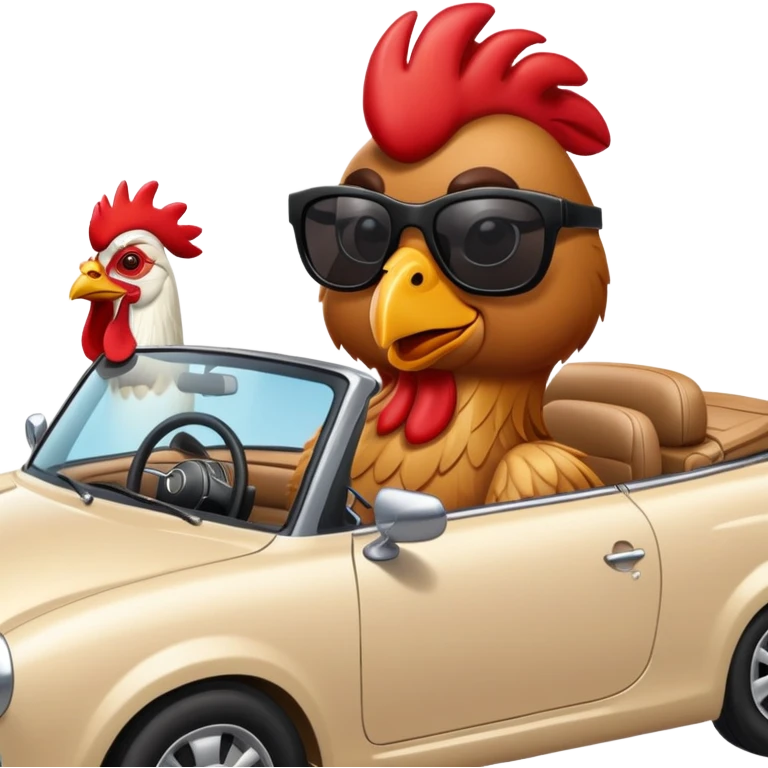 rooster in a convertible car emoji
