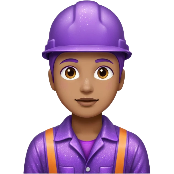 industrial worker wearing glitter purple glittery clothes emoji