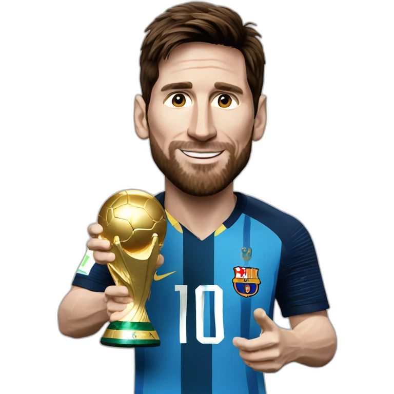 Leo Messi holding world cup emoji