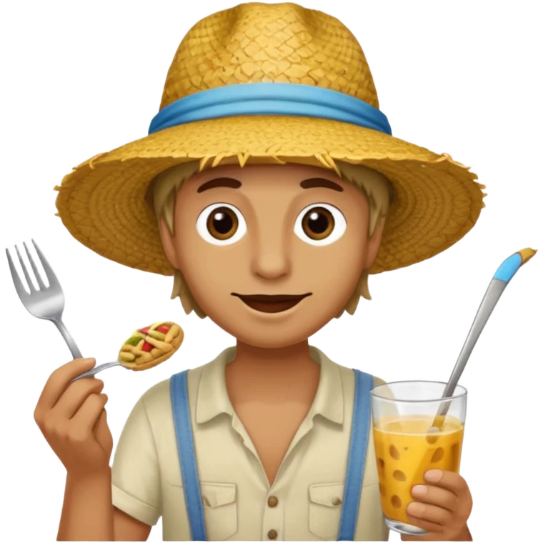 Gars Créole réunionnais chapeau paille tong au pieds  emoji