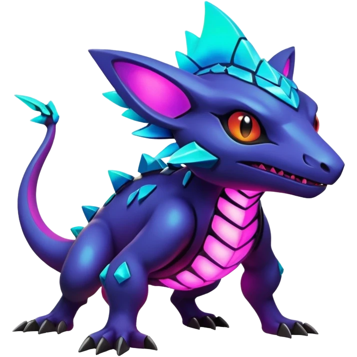 Dark bright neon colorful edgy exotic Fakémon-Pokémon-Vernid-creature emoji