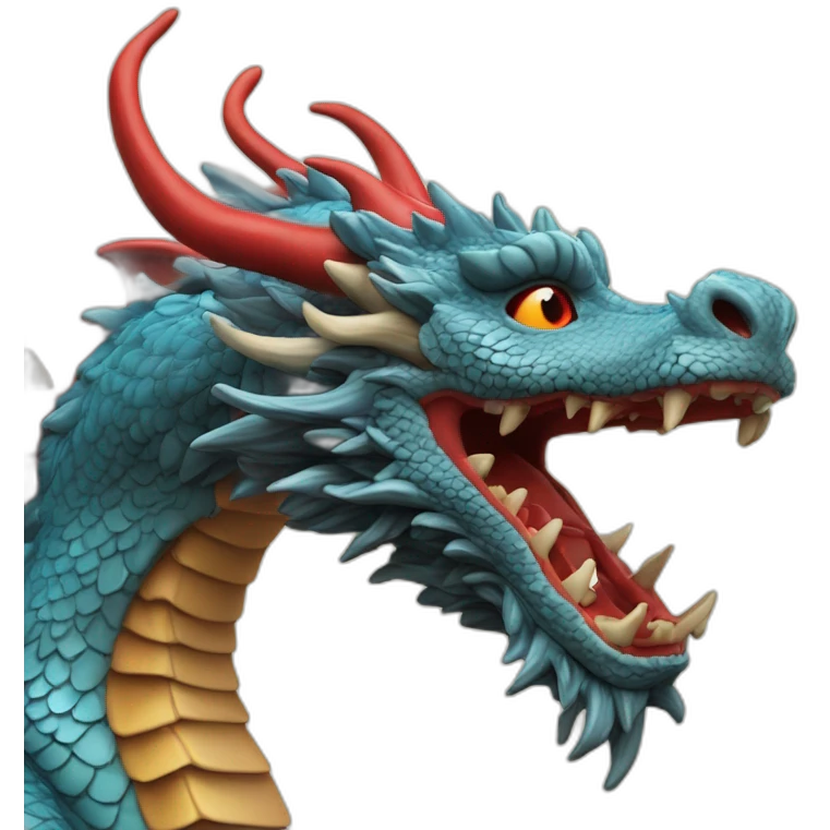 Un dragon chinois fais avec des traits fins et rouges emoji
