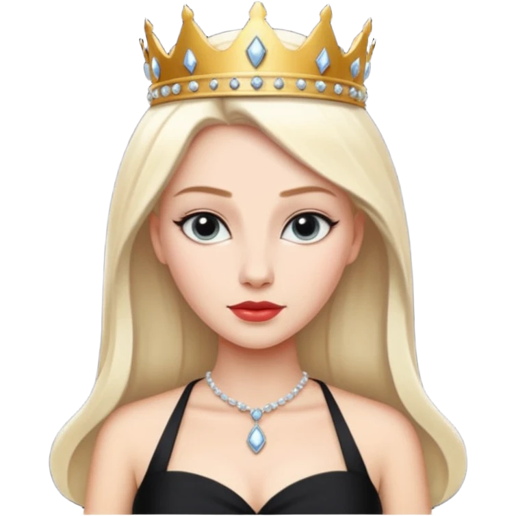 black chess pieces, queen, white emoji