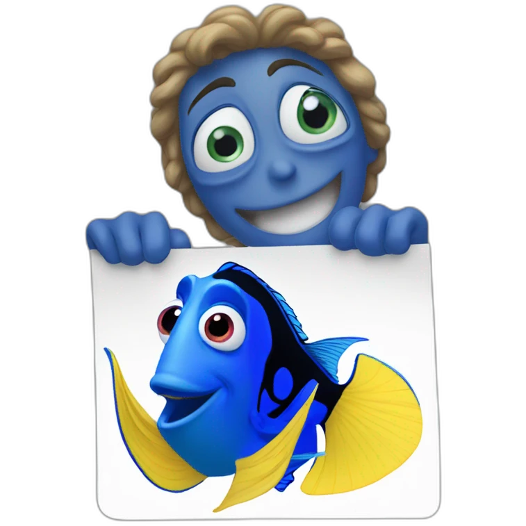 dory holding a hype sign emoji