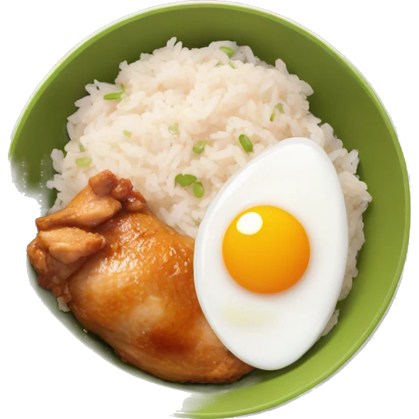 chicken thigh rice bowl with two eggs emoji