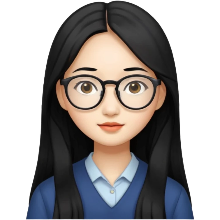 Beautiful Asian girl with long black hair and glasses emoji