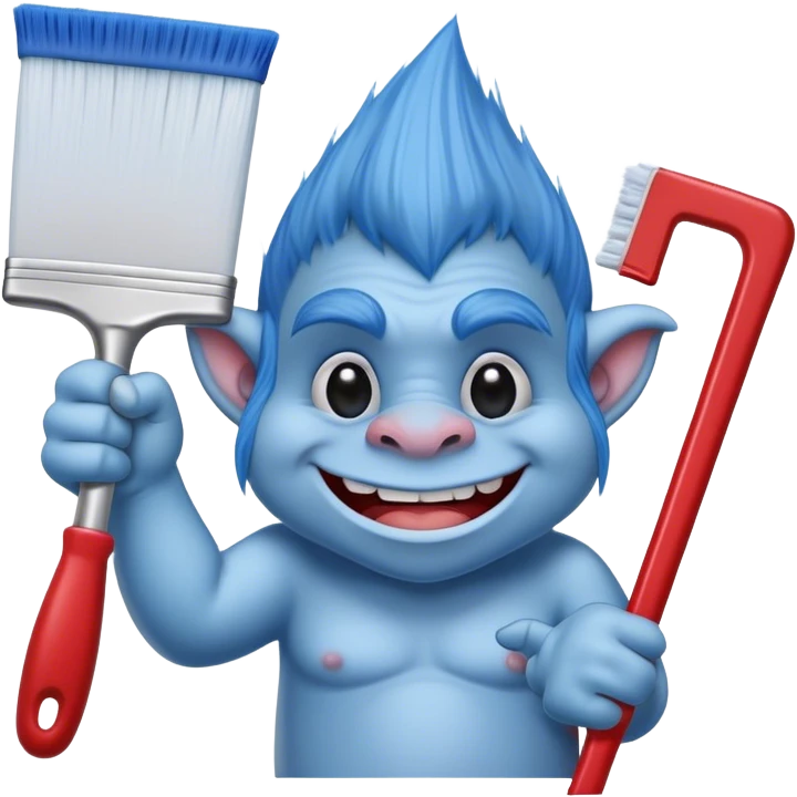 blue Troll cleaning a window using red squeegee emoji