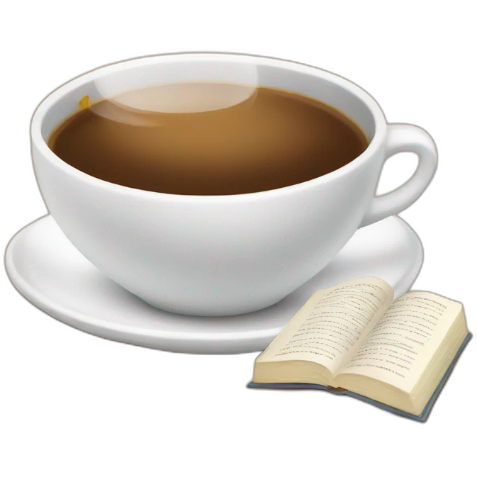 coffee cup and book emoji