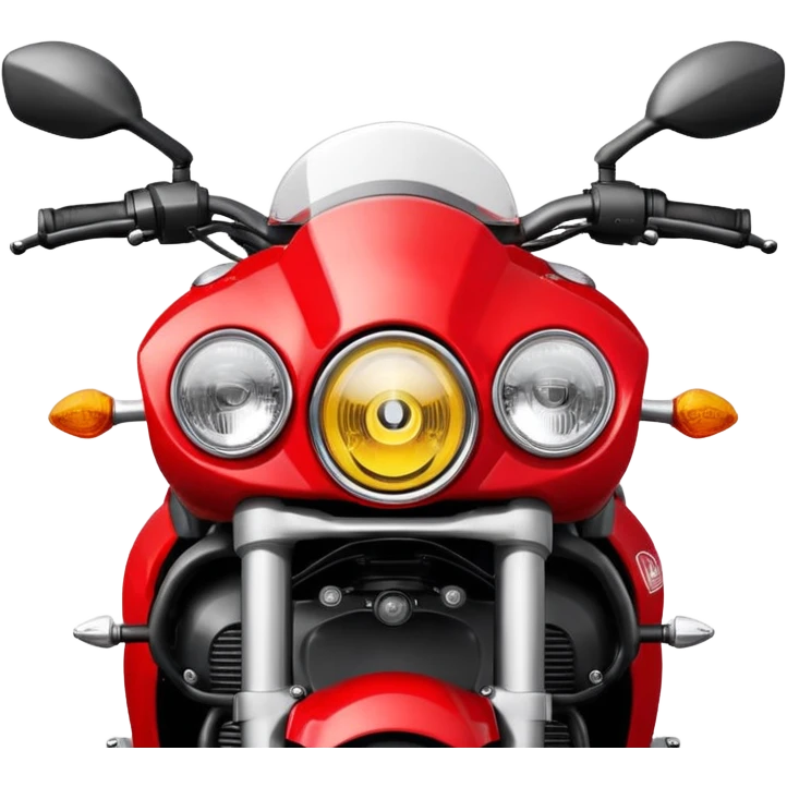 Ducati Monster motorcycle, front view, round headlight, red color, emoji style emoji