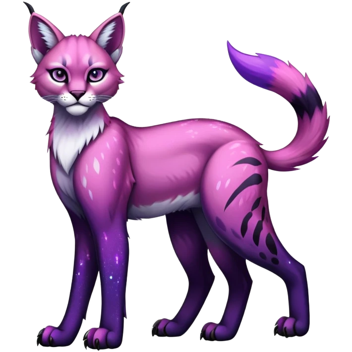 Vibrant dark edgy gothic Falvie-Fionbri-Bobcat-Caracal-creature-sparkle-feline-fursona, full body emoji