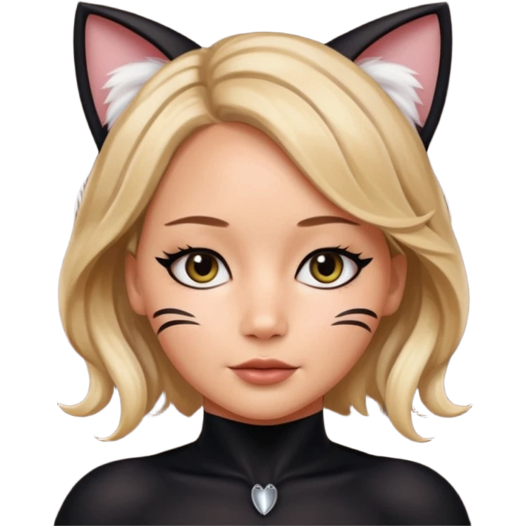 Jennifer Lawrence, in a black cat costume emoji
