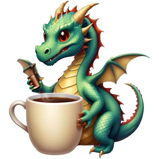 dragon with coffee emoji