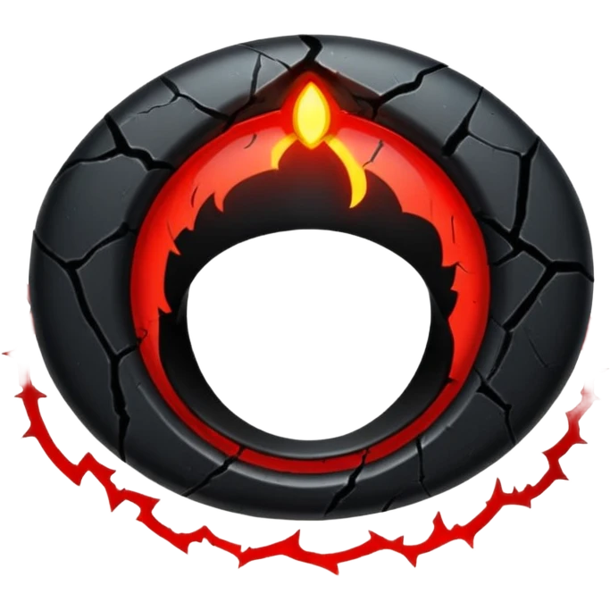 iOS sticker, cursed ring, black shades, red crack, minimal emoji