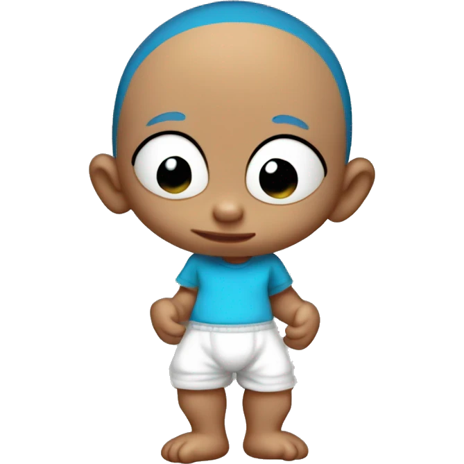 HAIRLESS BABY IN DIAPER WITH BLUE T-SHIRT, RUGRATS emoji