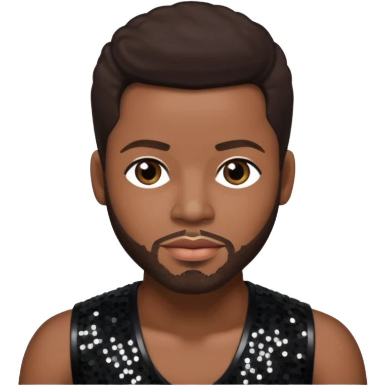 Durrell Tank Babbs, R&B Singer with dark brown hair, black sequin outfit emoji