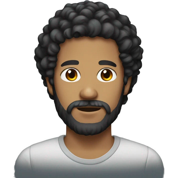 Man with dark curly hair and beard emoji