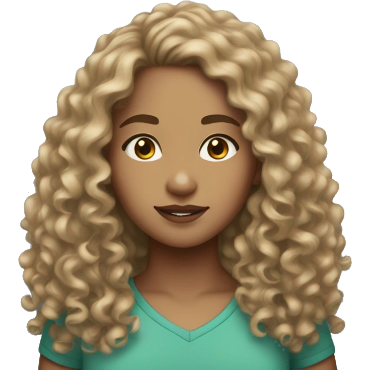 light skin girl long curly brown hair with freckles  emoji