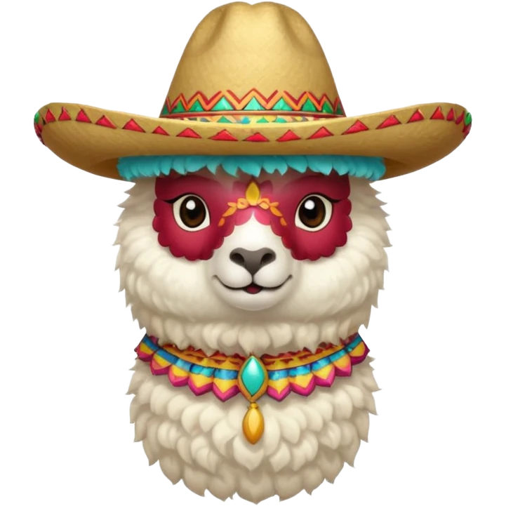 white alpaca wearing sombrero emoji