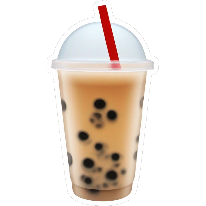 a bubble tea cup with transparent tea and much sobre look emoji