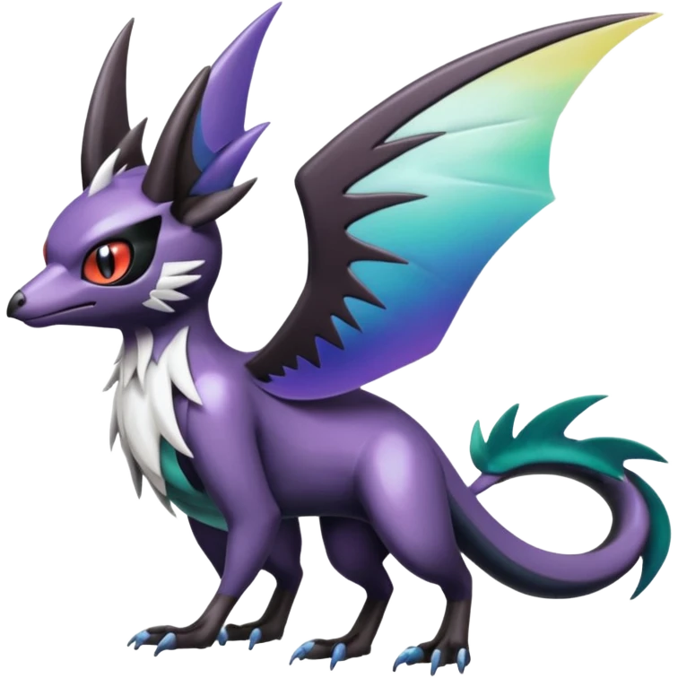 Shiny Noibat-Noivern-Mightyena-Silvally-Fakémon-hybrid-creature (full body)  emoji