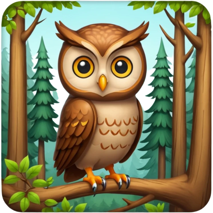 forest character side eye with owl perched emoji