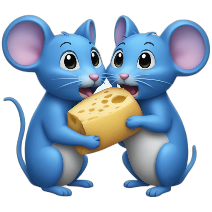 Two blue mices eating an ear emoji