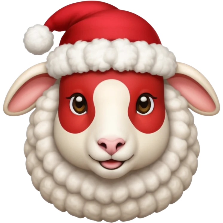 Sheep wear a red hat, portrait emoji