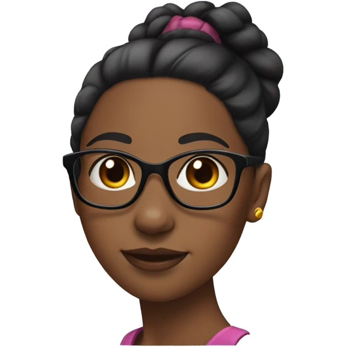 black girl with slick back ponytail and nose piercing and glasses emoji