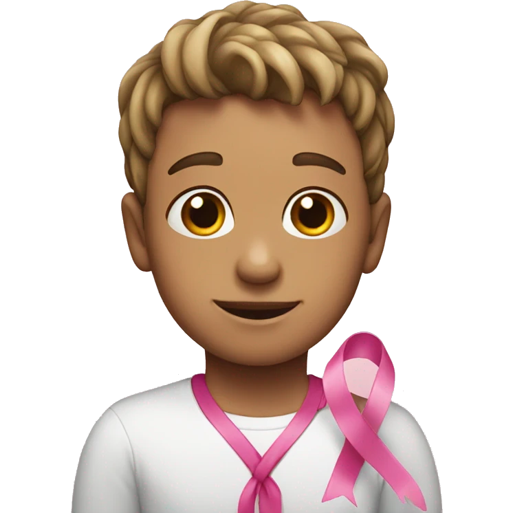Boy with pink ribbon emoji