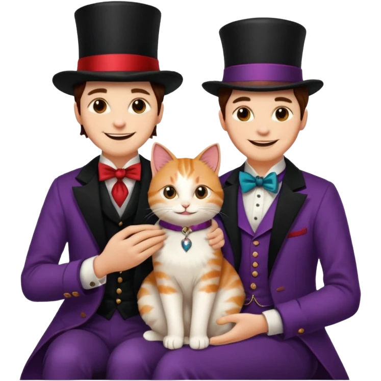 magician couple and their pet cat emoji