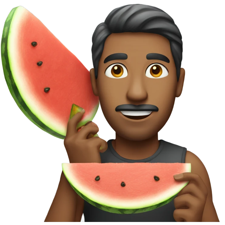 emoji of a india man eating a watermelon and chicken leg emoji