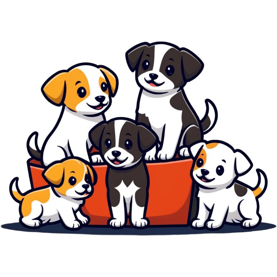 group of puppies playing emoji