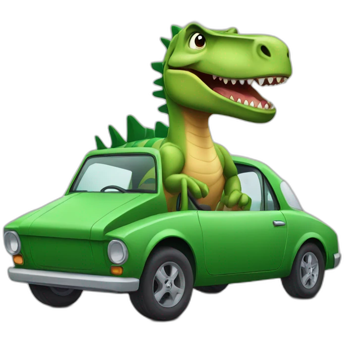 dinosaur sur une voiture emoji