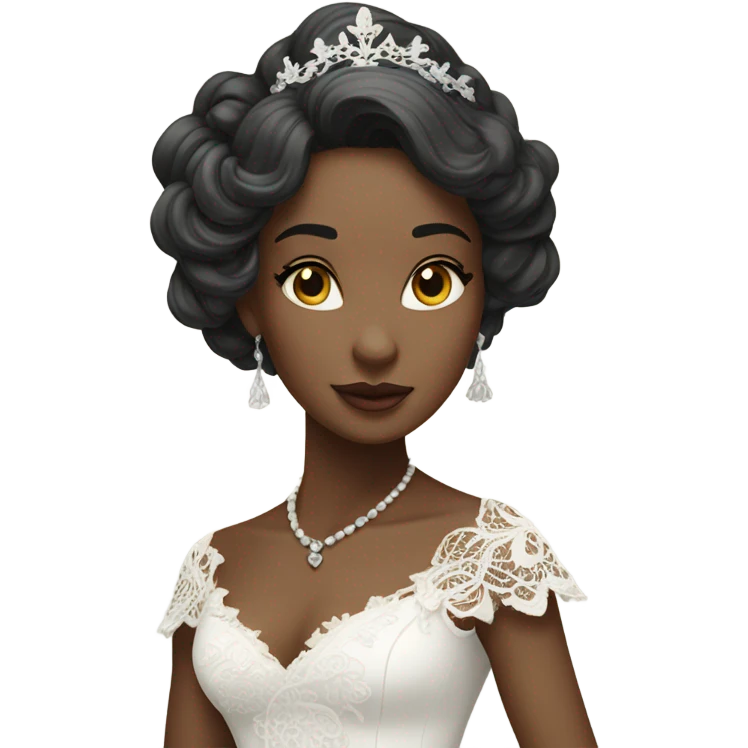 Princess with white dress, and dark hair emoji