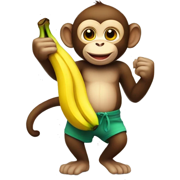 Cute Monkey with yellow banana on hand  emoji