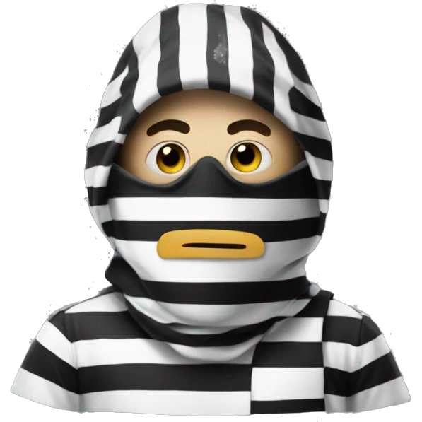 Goon wearing mask over eyes, burglar, black and white striped shirt emoji