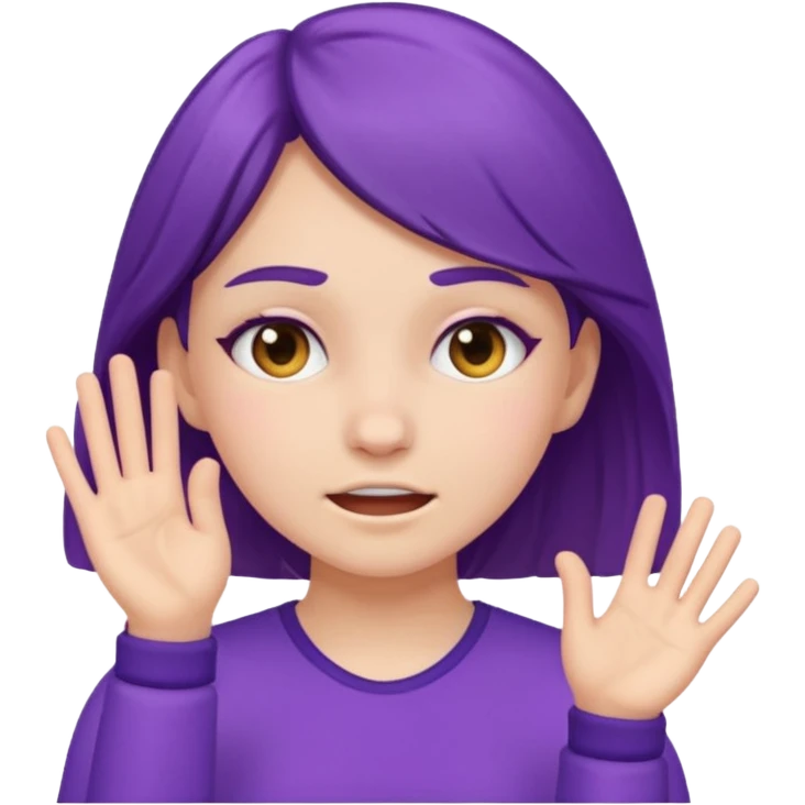 slapping face, girl wearing violet emoji