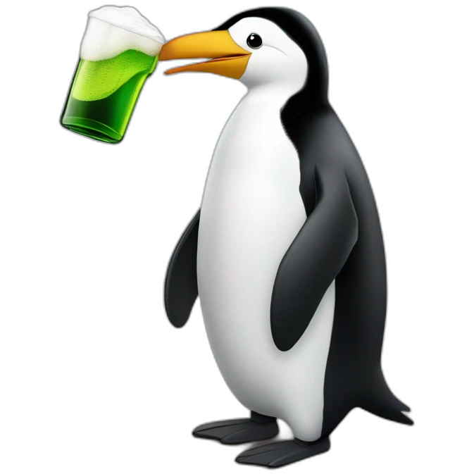 Pingouin qui boit une bierre emoji