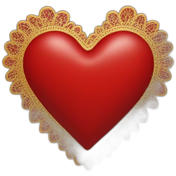 Red leather heart with gold lace border emoji