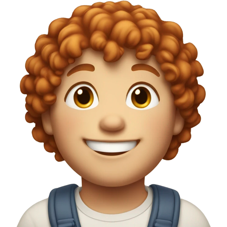 Bading redish curly little hair guy with corners in the hair chubby smiling emoji