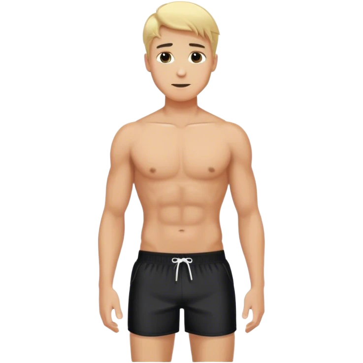 hot blond handsome  Man in black  swimming shorts  emoji