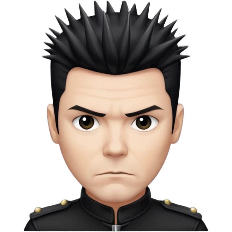 Richard Kruspe, short spiked hair, confident expression, black shirt emoji