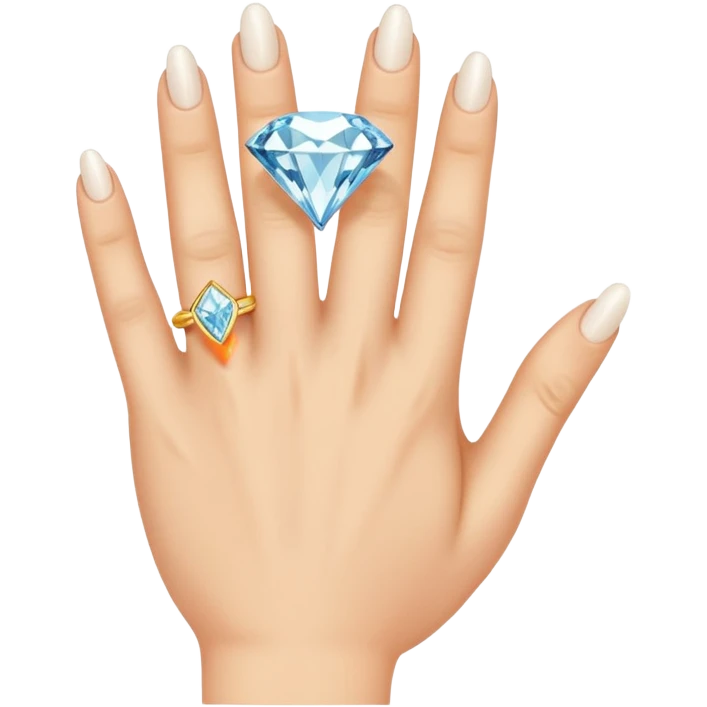  right hand with diamond ring on rong finger emoji