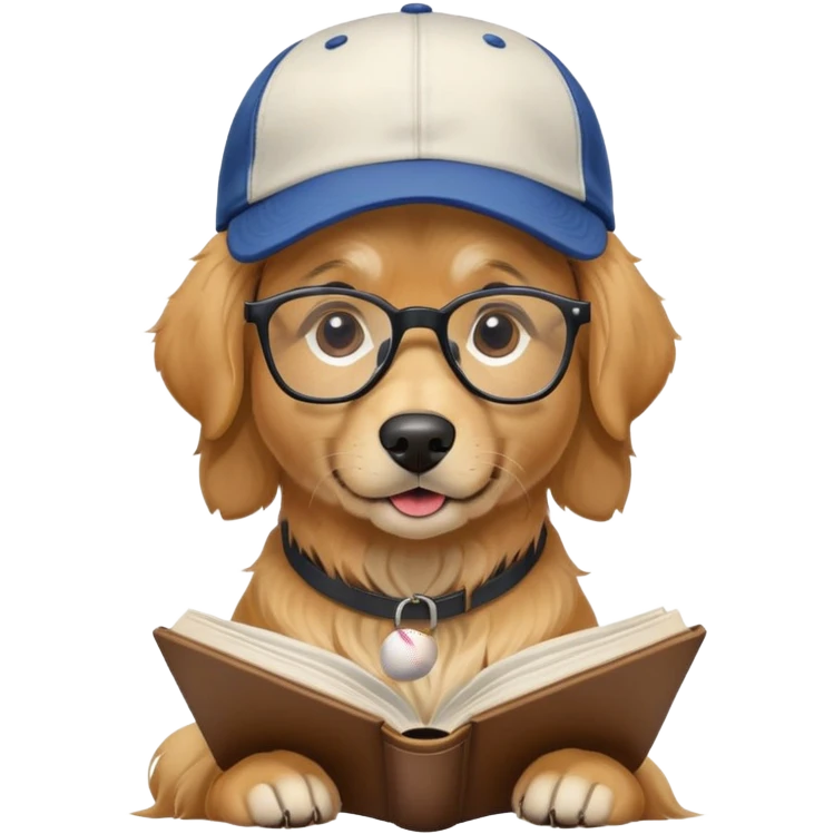 Bookish dog yankee fan emoji