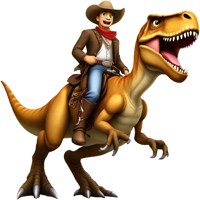 Cowboy riding T-rex emoji