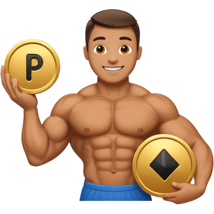 a happy bodybuilder holding youtube golden play button emoji