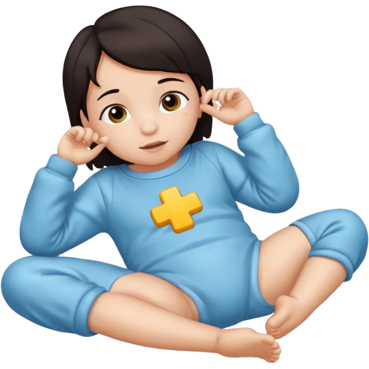 baby dark hair lying on ground emoji