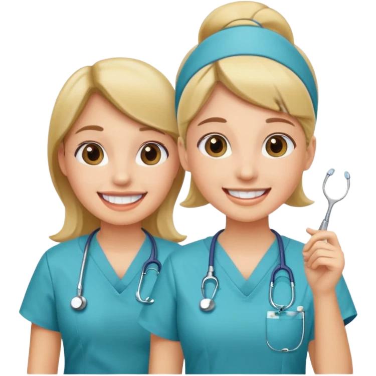 Dentist  with dental assistant girl emoji