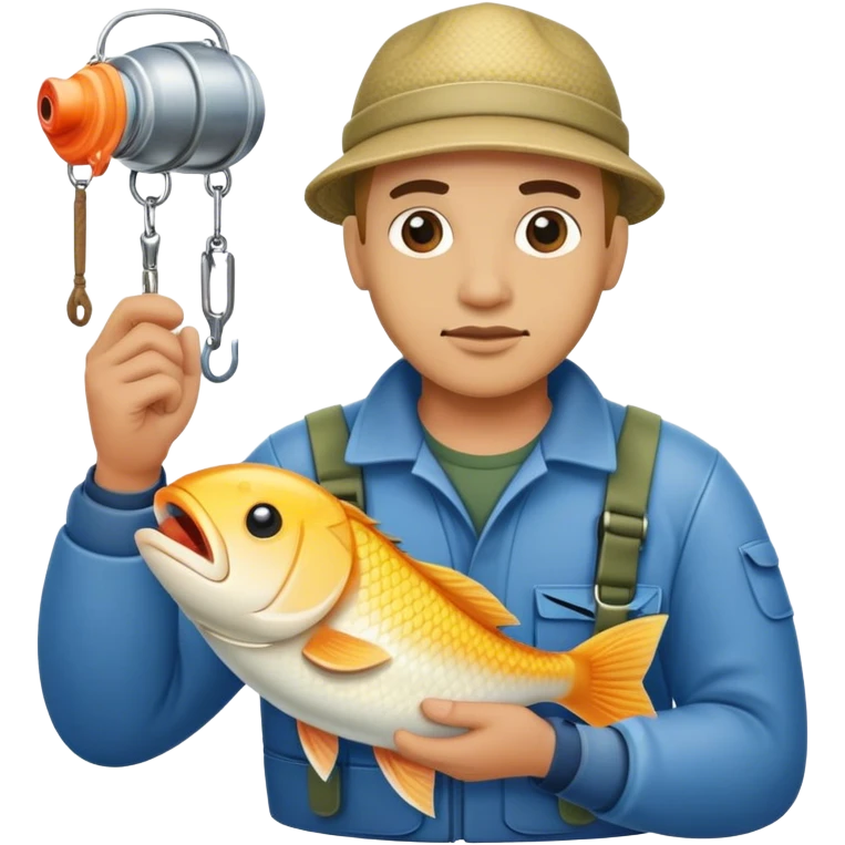 Light-skinned Fisherman with fish emoji